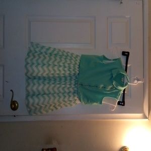Sea foam green and white dress